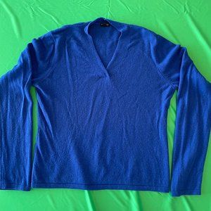 Madison 100% Cashmere, Blue, V-Neck Sweater Sz L